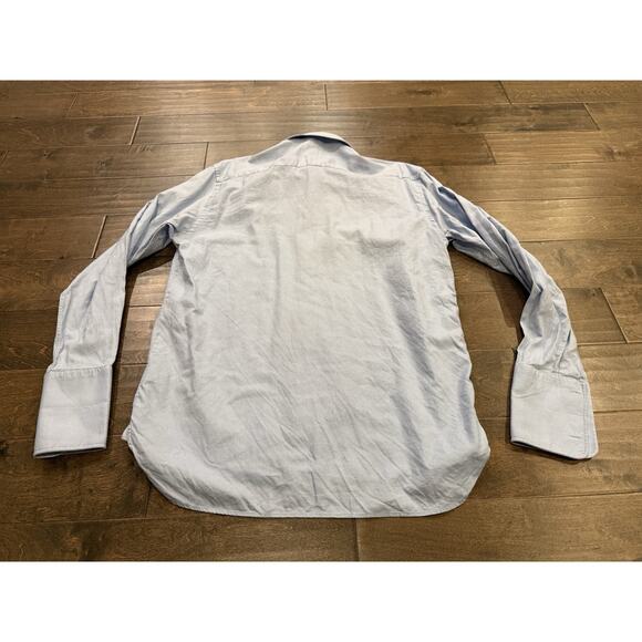 Chester Barrie Mens Blue Button Up Collar 100% Cotton Cuff Shirt Size 16 1/2 42 - Picture 3 of 10